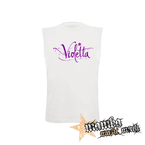 VIOLETTA - Logo - biele pánske tričko bez rukávov