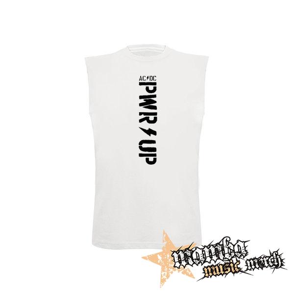 ACDC - Power Up Slogan Black na výšku - biele detské tričko bez rukávov