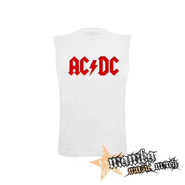 ACDC - Red Logo - biele detské tričko bez rukávov