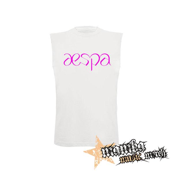 AESPA - Logo Pink - biele detské tričko bez rukávov