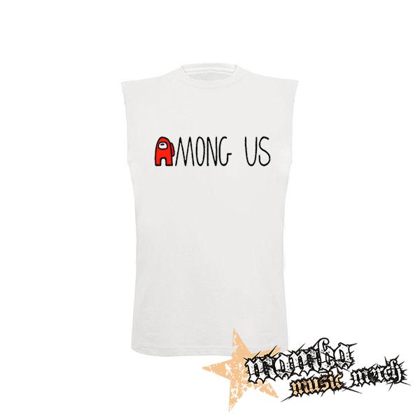 AMONG US - Red Black Logo - biele detské tričko bez rukávov