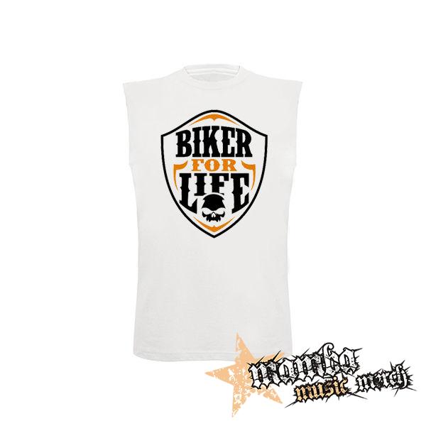 BIKER FOR LIFE - Skull Logo Crest - biele detské tričko bez rukávov