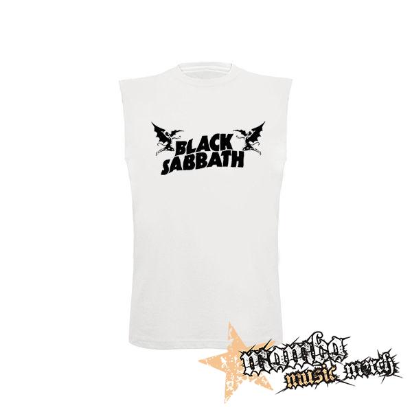 BLACK SABBATH - Logo Black - biele detské tričko bez rukávov