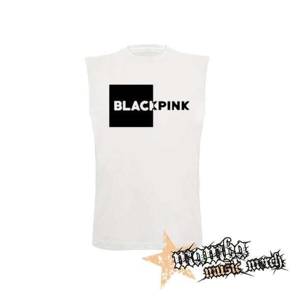 BLACKPINK - Pink Square Crest BW - biele detské tričko bez rukávov