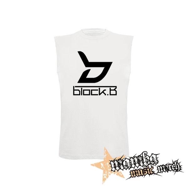 BLOCK B - Logo - biele detské tričko bez rukávov