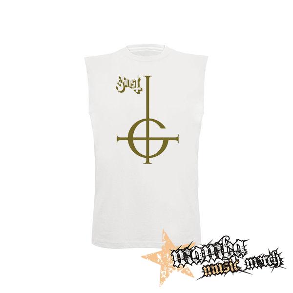 GHOST - Gold Logo - biele detské tričko bez rukávov