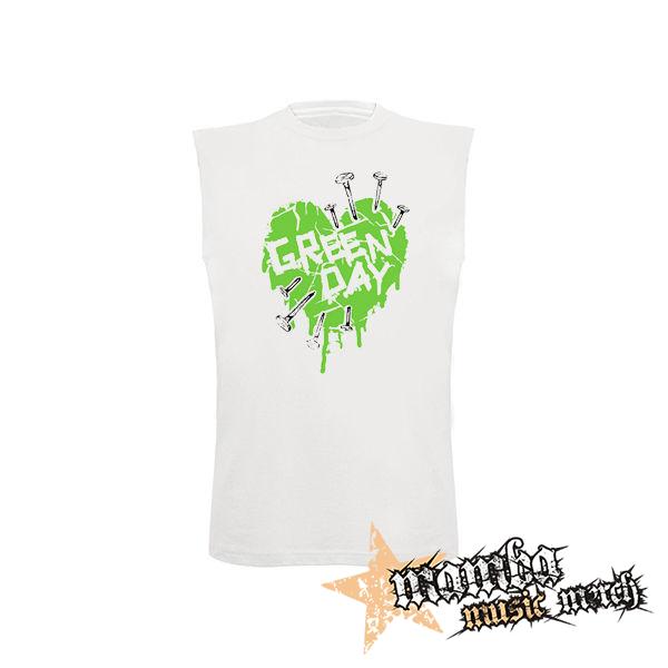 GREEN DAY - Green Heart - biele detské tričko bez rukávov