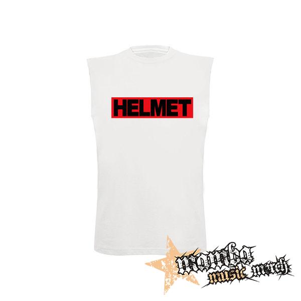 HELMET - Logo Red Black - biele detské tričko bez rukávov