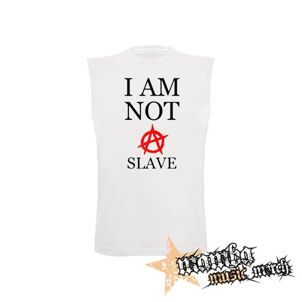 I AM NOT A SLAVE - Červené A - biele detské tričko bez rukávov