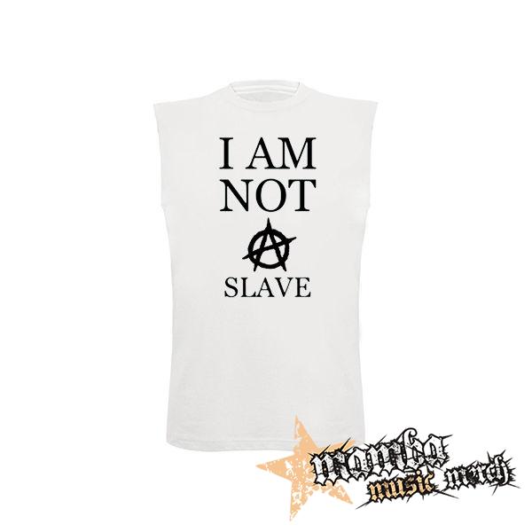 I AM NOT A SLAVE - biele detské tričko bez rukávov