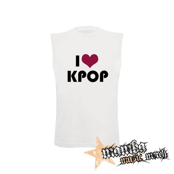I LOVE K-POP - biele detské tričko bez rukávov