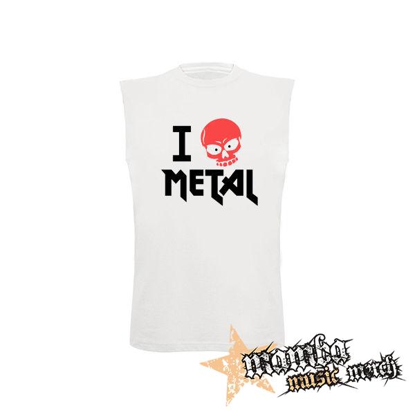 I LOVE METAL - biele detské tričko bez rukávov