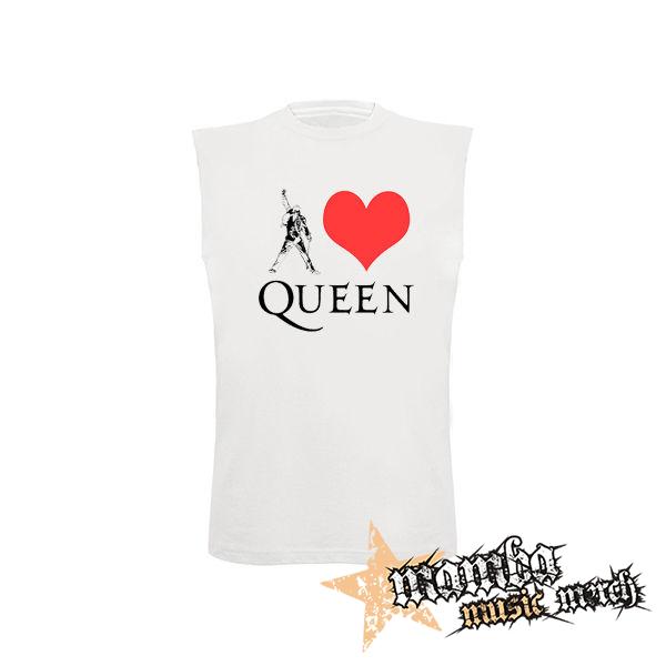 I LOVE QUEEN - biele detské tričko bez rukávov