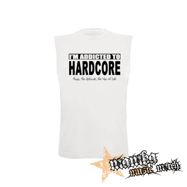 I'M ADDICTED TO HARDCORE - biele detské tričko bez rukávov
