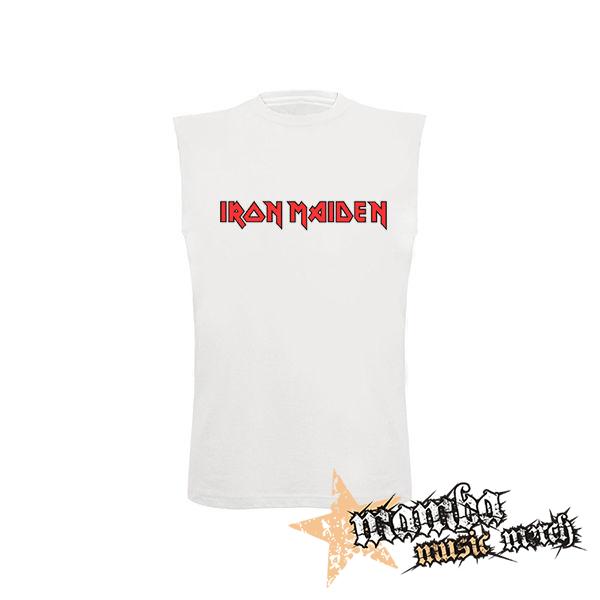 IRON MAIDEN - Logo Red White - biele detské tričko bez rukávov