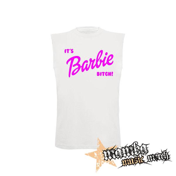 ITS BARBIE BITCH - Logo Ruzove - biele detské tričko bez rukávov