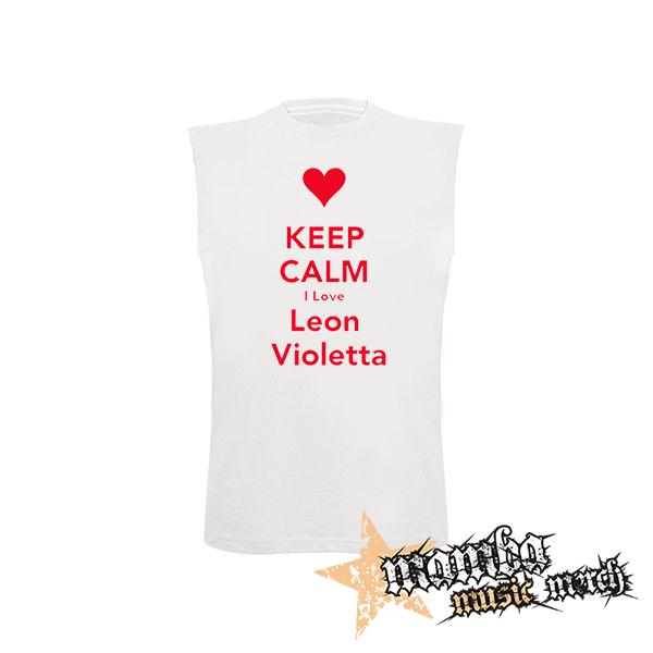 KEEP CALM I LOVE LEON VIOLETTA - biele detské tričko bez rukávov