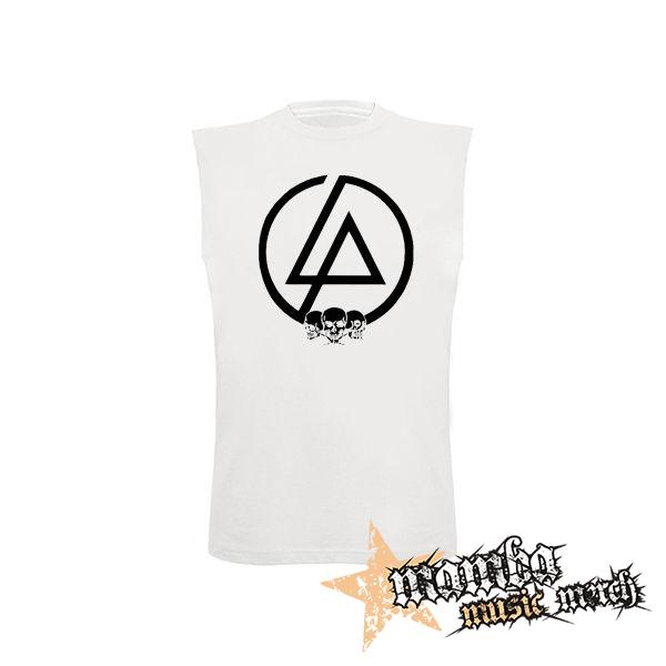 LINKIN PARK - Logo & Skulls  Motive 2 - biele detské tričko bez rukávov