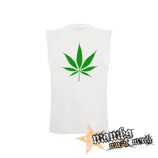 MARIHUANA - Green Leaf - biele detské tričko bez rukávov