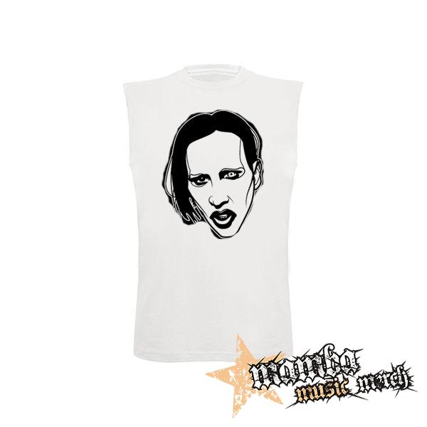 MARILYN MANSON - Art Drawing Portrait - biele detské tričko bez rukávov