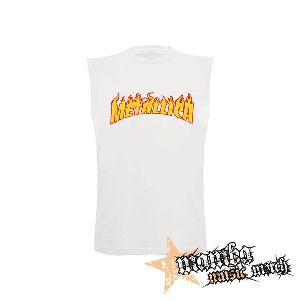 METALLICA - Thrasher Logo Flame - biele detské tričko bez rukávov