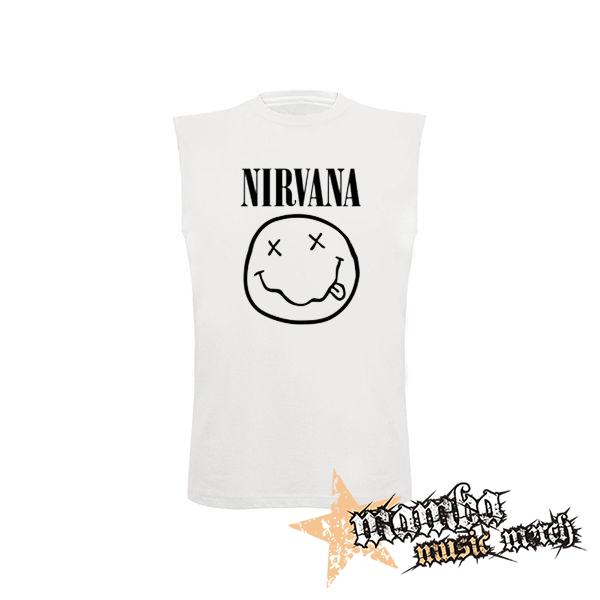 NIRVANA - Logo & Smile - biele detské tričko bez rukávov