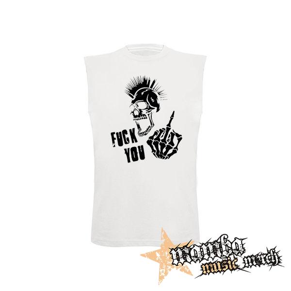 PUNK SKULL - Fuck You - biele detské tričko bez rukávov