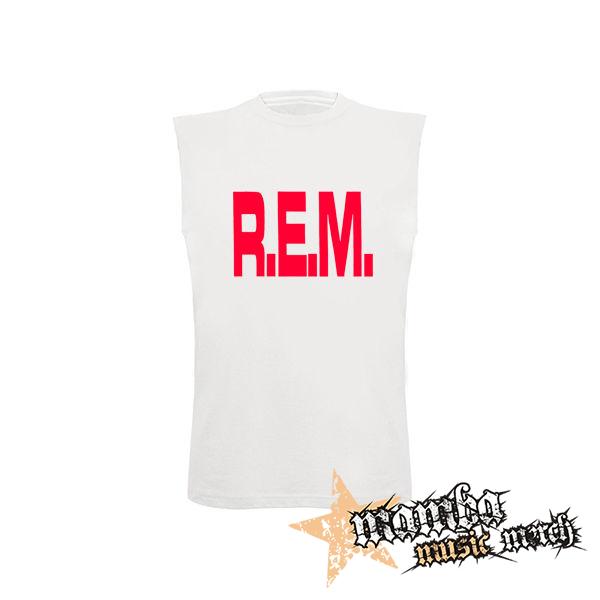 REM - Logo Red - biele detské tričko bez rukávov