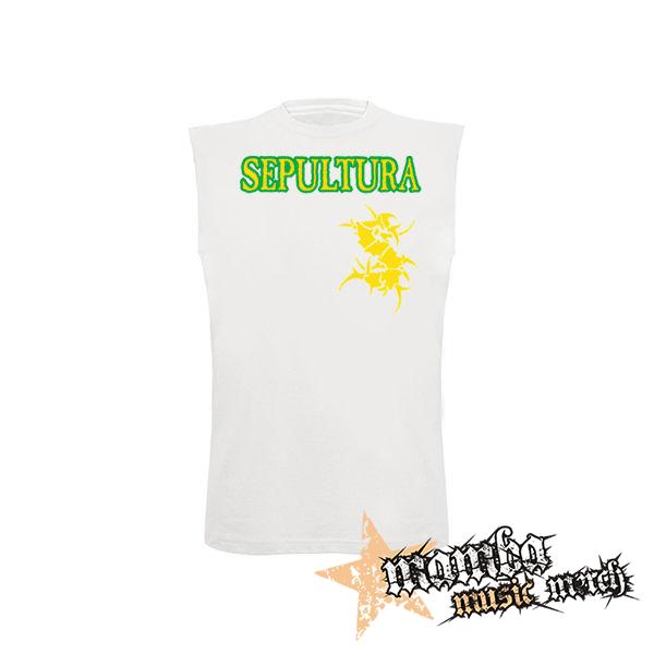 SEPULTURA - Brasil Flag Logo - biele detské tričko bez rukávov