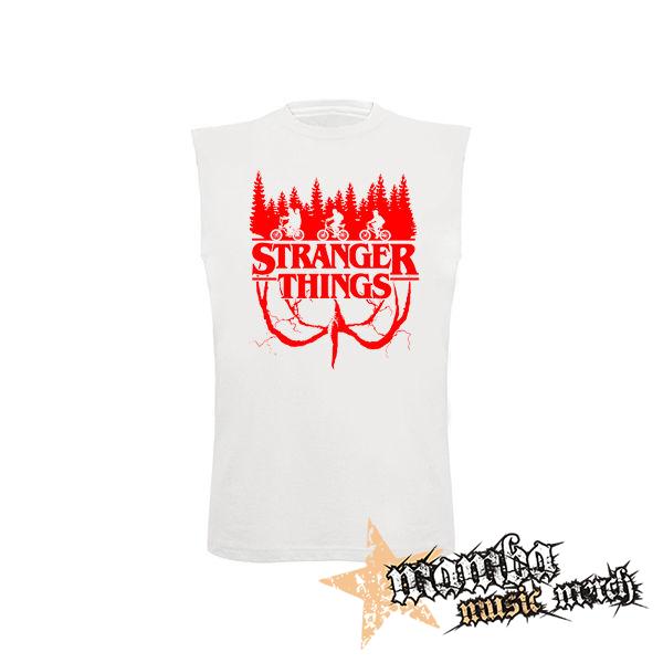 STRANGER THINGS - Logo Flip - biele detské tričko bez rukávov