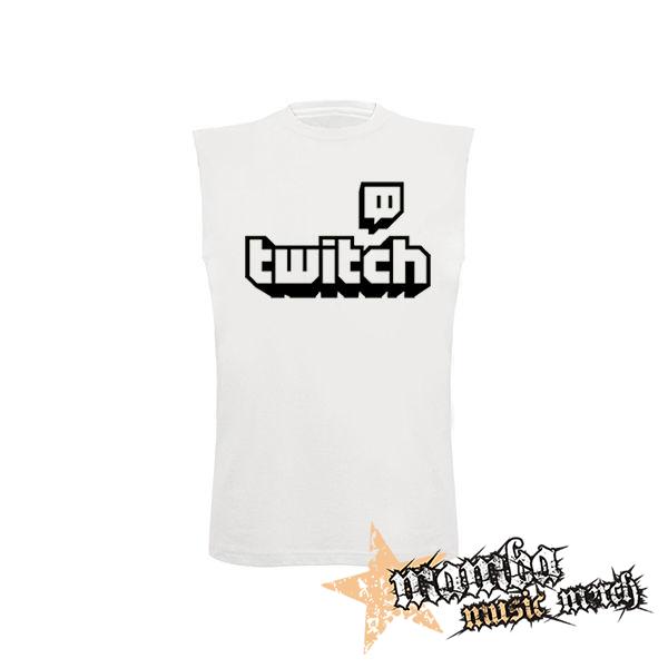 TWITCH - White Logo Sign - biele detské tričko bez rukávov