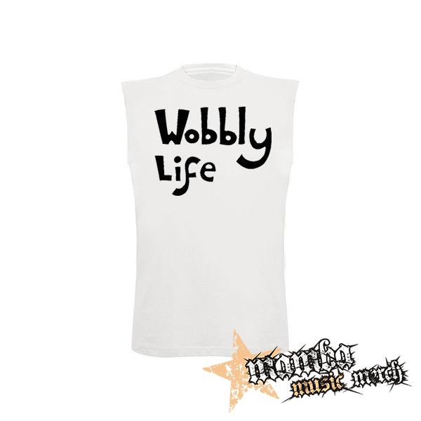 WOBBLY LIFE - Logo Black - biele detské tričko bez rukávov