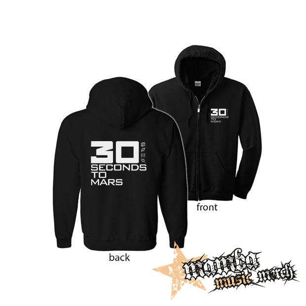 30 SECONDS TO MARS - Big Logo (Hoodie Zip-Up) zipsová čierna mikina