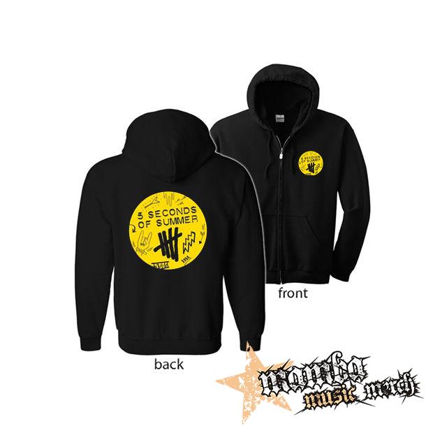 5 SECONDS OF SUMMER - Scribble Logo (Hoodie Zip-Up) zipsová čierna mikina