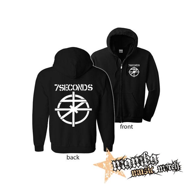7 SECONDS - Logo Crest (Hoodie Zip-Up) zipsová čierna mikina