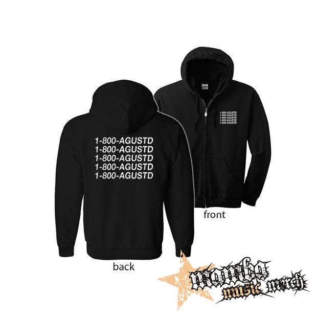 AGUST D - 1-800-AGUST D (Hoodie Zip-Up) zipsová čierna mikina