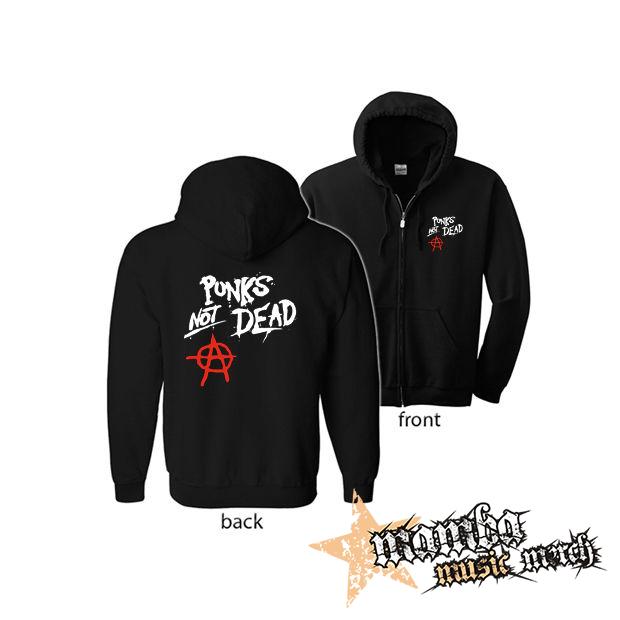 ANARCHY - Punks Not Dead (Hoodie Zip-Up) zipsová čierna mikina
