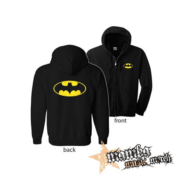 BATMAN - Yellow Logo (Hoodie Zip-Up) zipsová čierna mikina