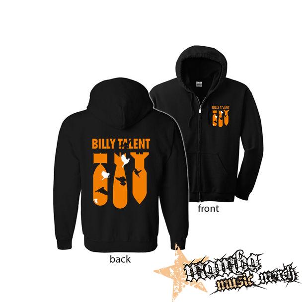 BILLY TALENT - Bombs Orange (Hoodie Zip-Up) zipsová čierna mikina
