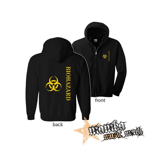 BIOHAZARD - Vertical Yellow Logo Crest (Hoodie Zip-Up) zipsová čierna mikina