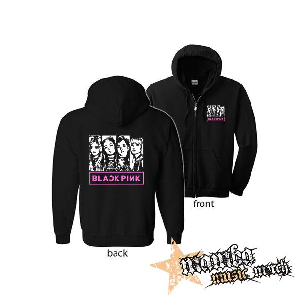 BLACKPINK - Logo & Band (Hoodie Zip-Up) zipsová čierna mikina
