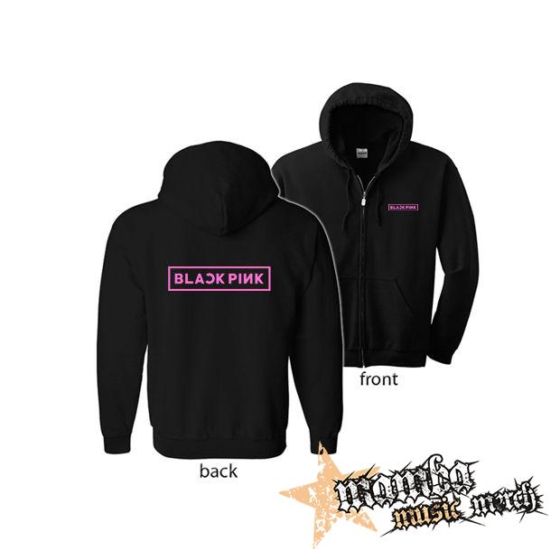 BLACKPINK - Logo Pink (Hoodie Zip-Up) zipsová čierna mikina
