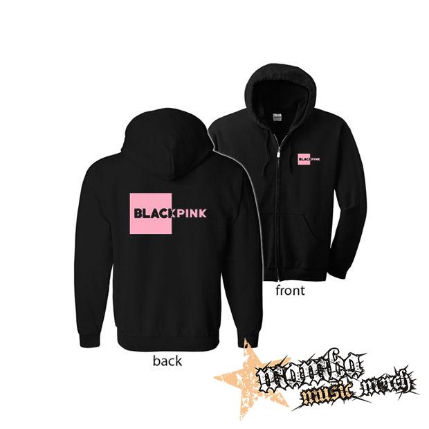 BLACKPINK - Pink Square Crest (Hoodie Zip-Up) zipsová čierna mikina