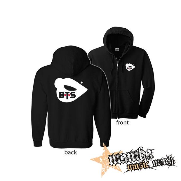 BTS - BANGTAN BOYS - Lips (Hoodie Zip-Up) zipsová čierna mikina