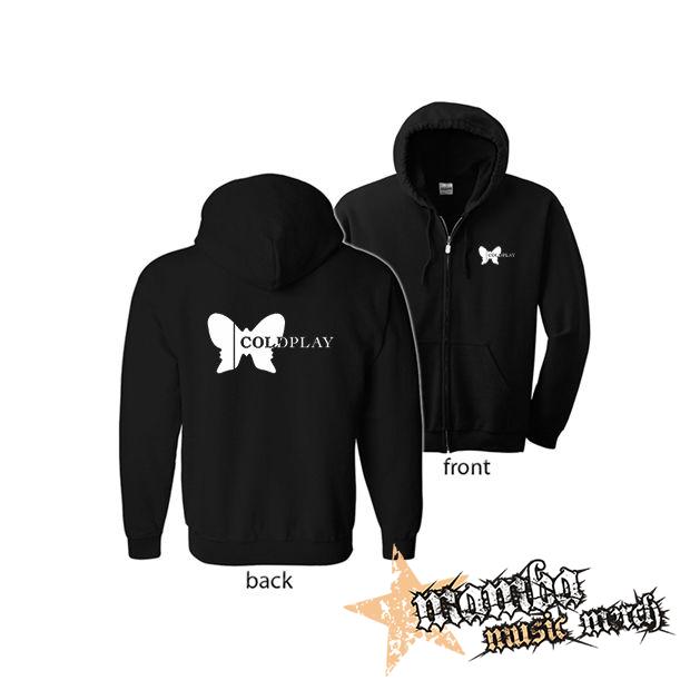 COLDPLAY - Butterfly Logo (Hoodie Zip-Up) zipsová čierna mikina