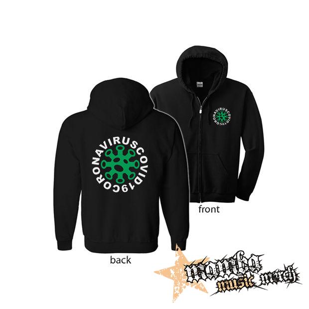 CORONAVIRUS (Hoodie Zip-Up) zipsová čierna mikina