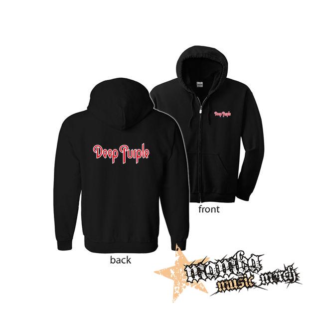 DEEP PURPLE - Logo Red White (Hoodie Zip-Up) zipsová čierna mikina