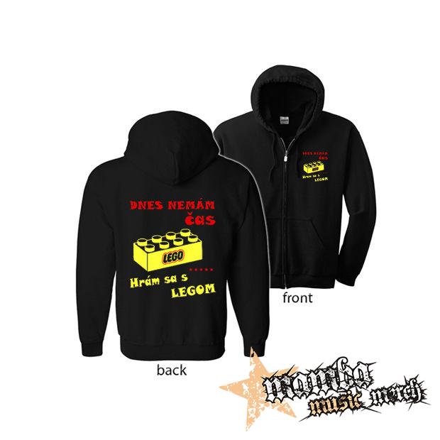 DNES NEMAM CAS HRAM SA S LEGOM (Hoodie Zip-Up) zipsová čierna mikina