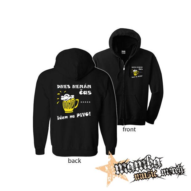 DNES NEMAM CAS, IDEM NA PIVO (Hoodie Zip-Up) zipsová čierna mikina