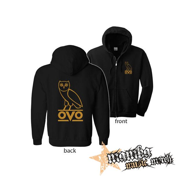 DRAKE - Gold OVO Logo (Hoodie Zip-Up) zipsová čierna mikina